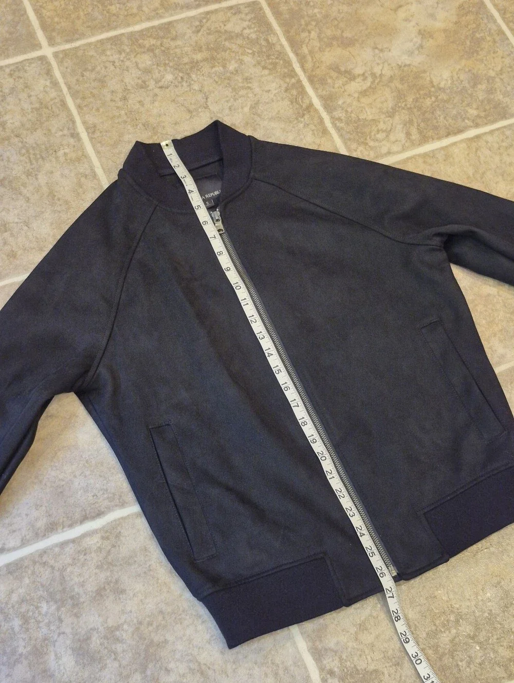 Banana Republic Mens Black Zip-Front Bomber Jacket Size Dmall, Suede Like